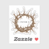 Bruine doornenkroon met bijbelvers 1 Petrus 5:7 Sticker (Vel)