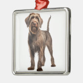 BRUINE DRAADHARIGE WIJZENDE GRIFFON HOND METALEN ORNAMENT (Links)