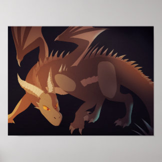 Bruine Draak Fantasy Kunst Poster