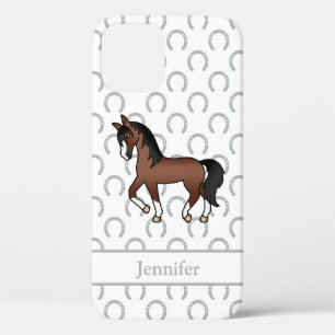 Bruine Dravende Paard Mooie Cartoon Illustratie Case-Mate iPhone Case