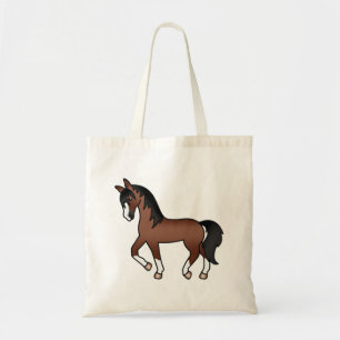Bruine Dravende Paard Mooie Cartoon Illustratie Tote Bag