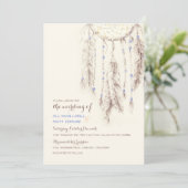 Bruine Dreamcatcher Boho bruiloft uitnodiging (Staand voorkant)