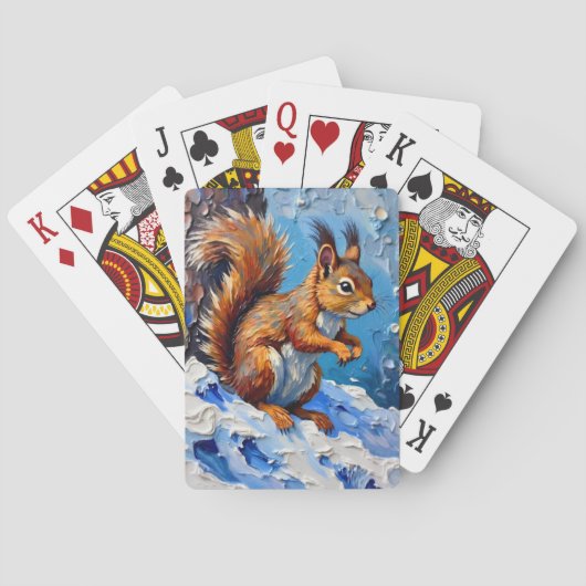 Bruine eekhoorn in de sneeuw pokerkaarten (Achterkant)