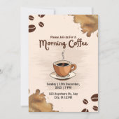 Bruine eenvoudige ochtend koffie uitnodiging (Voorkant)