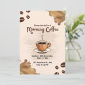 Bruine Eenvoudige Ochtendkoffie Uitnodiging (Staand voorkant)