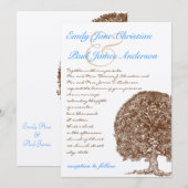 Bruine eik Boom Aqua Blue Font Weddenschap Kaart (Voorkant / Achterkant)