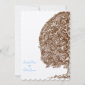 Bruine eik Boom Aqua Blue Font Weddenschap Kaart (Achterkant)