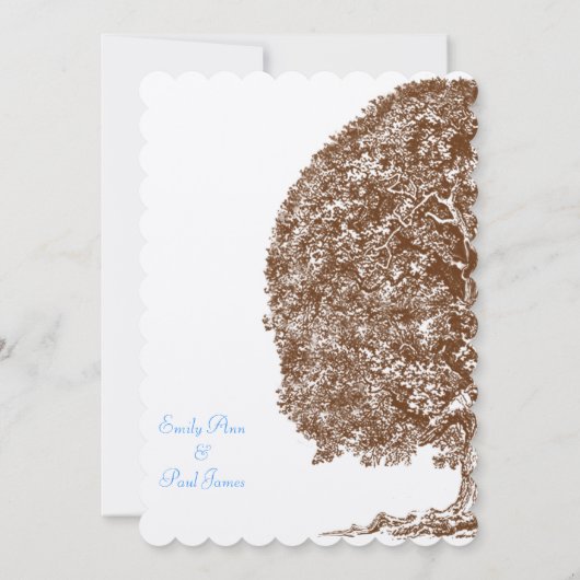 Bruine eik Boom Aqua Blue Font Weddenschap Kaart (Achterkant)