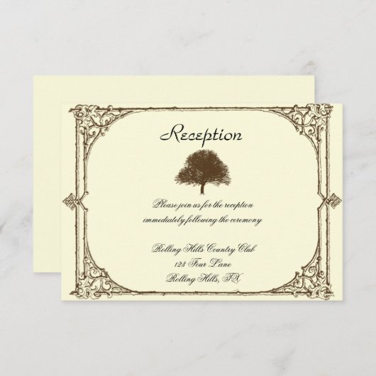  bruine eik-boom op het internet kaart (Voorkant / Achterkant)