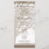 Bruine eik boom val bruiloft programma programmakaart (Achterkant)