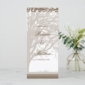 Bruine eik boom val bruiloft programma programmakaart (Staand voorkant)