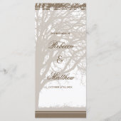 Bruine eik boom val bruiloft programma programmakaart (Voorkant)