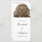 Bruine eik boom val bruiloft programma programmakaart (Voorkant / Achterkant)