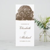 Bruine eik boom val bruiloft programma programmakaart (Staand voorkant)