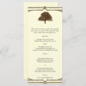  bruine eikenboom op crème bruiloft Menu (Voorkant / Achterkant)