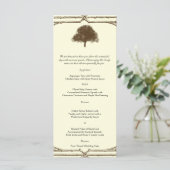  bruine eikenboom op crème bruiloft Menu (Staand voorkant)