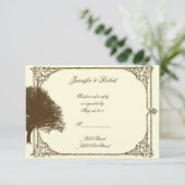  bruine eikenboom op crème response Kaart (Staand voorkant)
