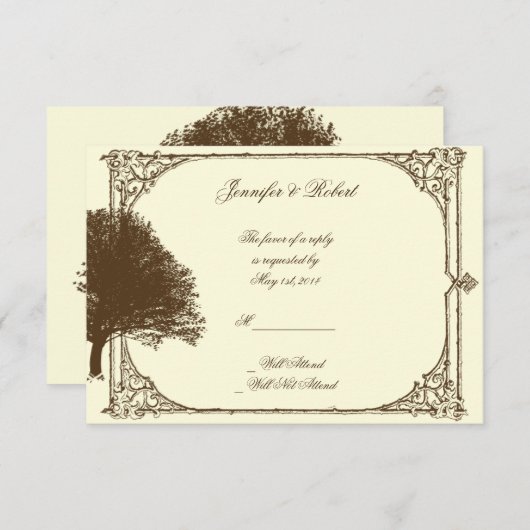  bruine eikenboom op crème response Kaart (Voorkant / Achterkant)