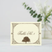  bruine eikenboom op crèmetafelnummer briefkaart (Staand voorkant)