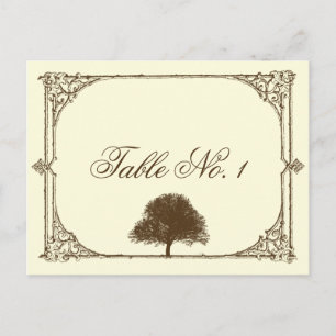  bruine eikenboom op crèmetafelnummer briefkaart