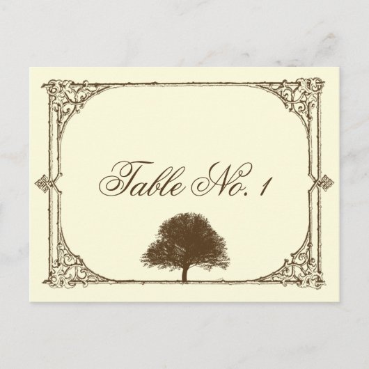  bruine eikenboom op crèmetafelnummer briefkaart (Voorkant)