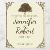  bruine eikenboom op roomwijnetiket wijn etiket (Enkel label)