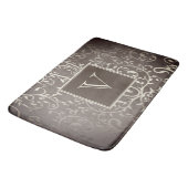 Bruine Elegante Bloei Monogram Badmat (Gekanteld)