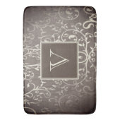 Bruine Elegante Bloei Monogram Badmat (Voorkant Verticaal)