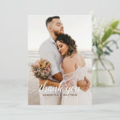 Bruine Elegante Moderne Rustieke Foto Bruiloft Bedankkaart (Staand voorkant)