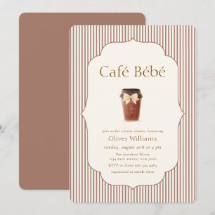 Bruine Elegante Streep Café Bébé Koffie Baby showe Kaart