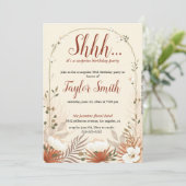 Bruine elegante uitnodiging voor een bloemensurpri (Staand voorkant)