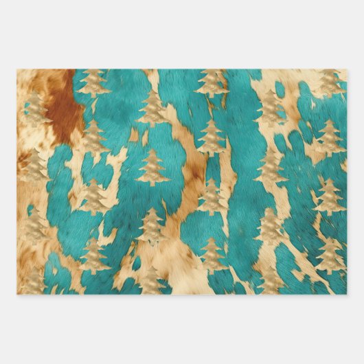 Bruine Emerald Gouden Kerstboom Sparkle Inpakpapier Vel (Voorkant)