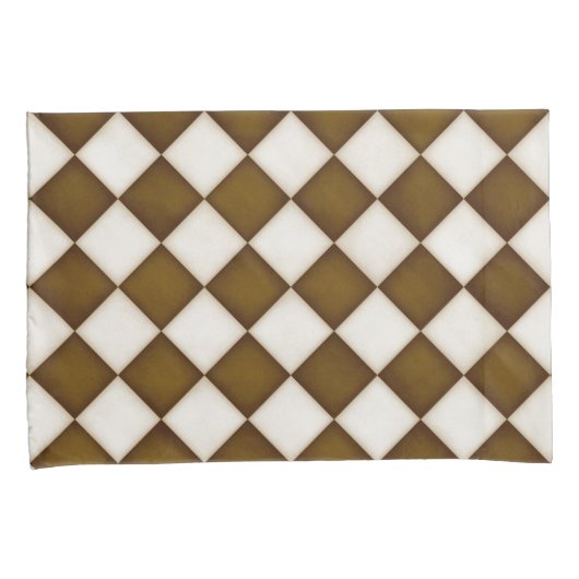 Bruine en Antiek witte diamanten Kussensloop (Voorkant-Rechts)