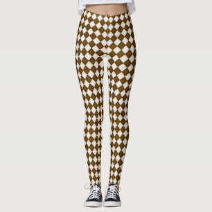 Bruine en Antiek witte diamanten Leggings