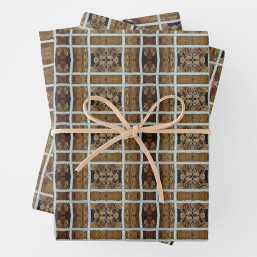 Bruine en beige aardtoon inpakpapier vel (In situ)