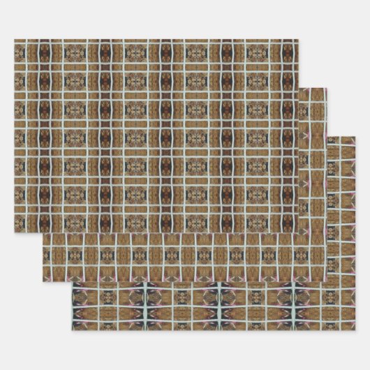 Bruine en beige aardtoon inpakpapier vel (Set)