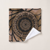 Bruine en beige abstracte bloem badhanddoek set bad handdoek (Wasdoekje)