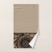 Bruine en beige abstracte bloem badhanddoekenset bad handdoek (Handdoek)