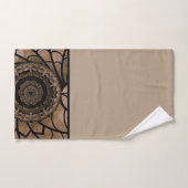 Bruine en beige abstracte bloem badhanddoekenset bad handdoek (Handdoek)