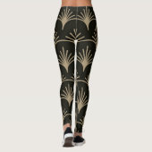 Bruine en beige Art Deco Design Broek Leggings (Achterkant)