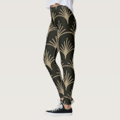 Bruine en beige Art Deco Design Broek Leggings (Links)