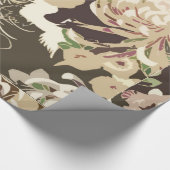 bruine en beige bloemen en vogels cadeaupapier (Hoek)