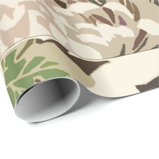 bruine en beige bloemen en vogels cadeaupapier (Rol Hoek)