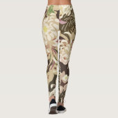  bruine en beige bloemen en vogels leggings (Achterkant)