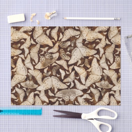 Bruine en beige Butterflies Tissuepapier (Craft)