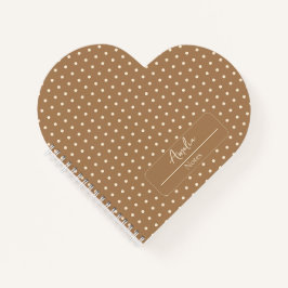 Bruine en beige polka stippen hart notitieboek