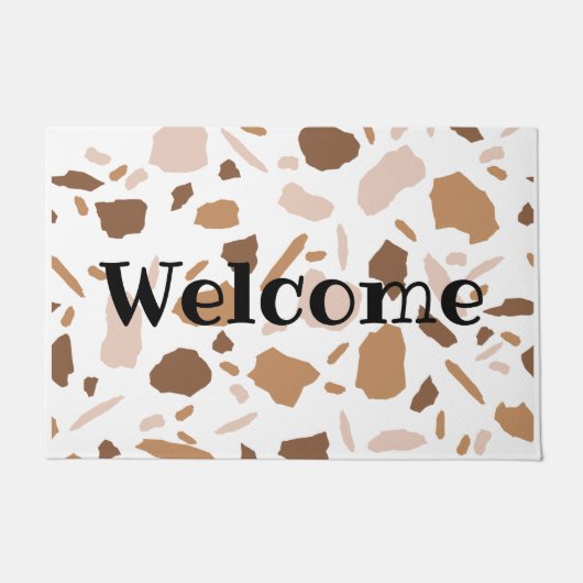 Bruine en beige taupe terrazzo deurmat (Voorkant)