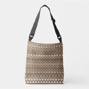 Bruine en beige zigzag crossbody tas