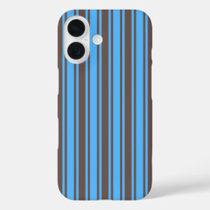 Bruine en blauwe candy strepen iPhone 16 hoesje