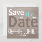 Bruine en Blauwe Foto Moderne Save the Date (Achterkant)